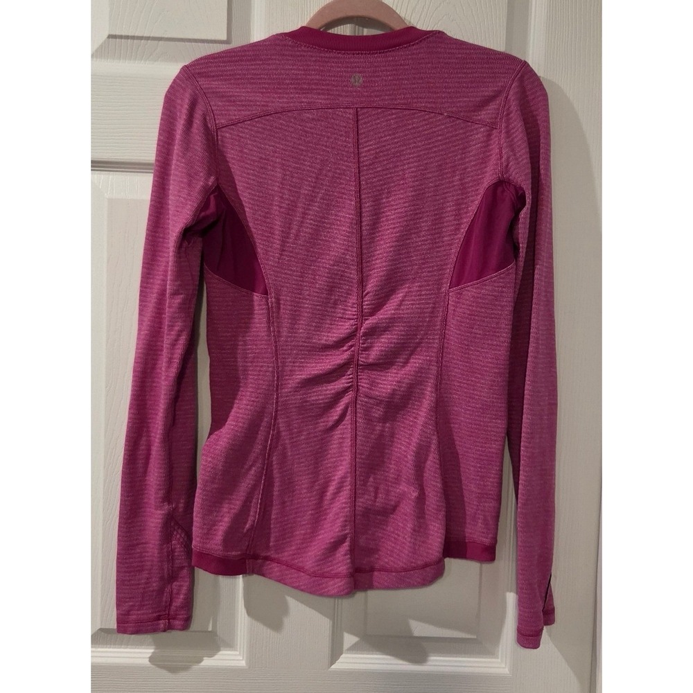 Lululemon Base Runner Long Sleeve 8 Mini Check Pique Raspberry Rulu Run - Picture 6 of 6